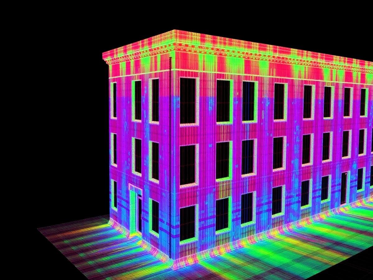 3D laser scan point cloud of a building facade